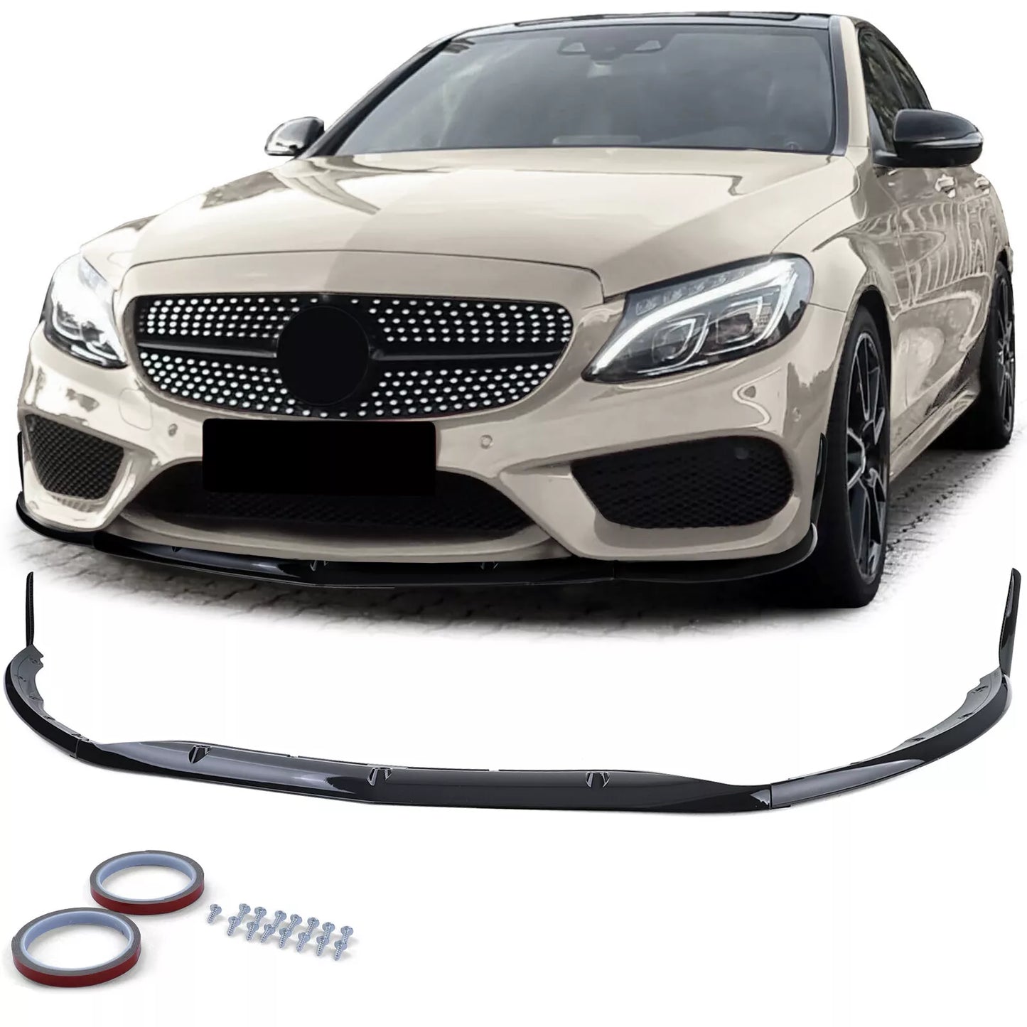 💎SPLITTER Sport Look Gloss Black for Mercedes C W205 S205 14-18💎