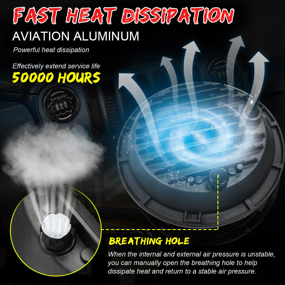 Coppia Fari Anteriori Tondi 7pollici LED Hi/Lo BEAM Halo per Ford F100 F150 F250 AUTOELEGANCERICAMBI