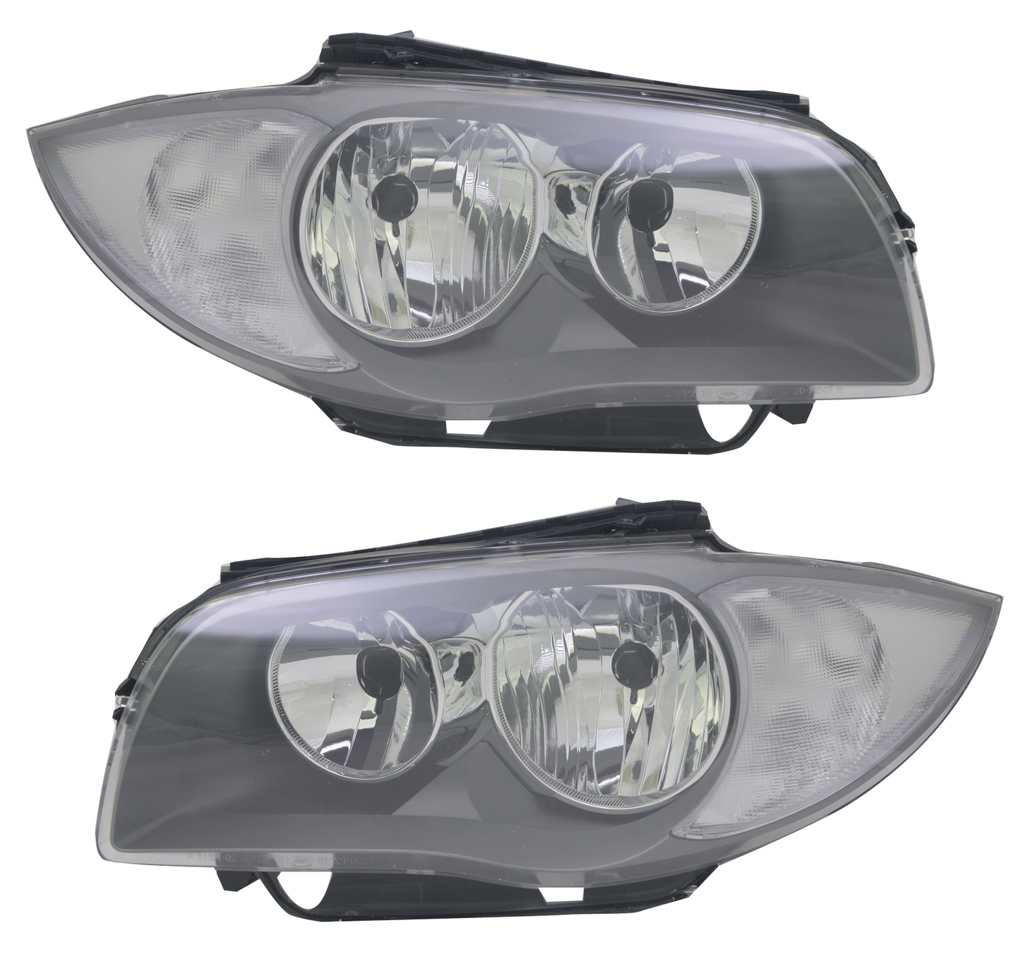 Headlights for BMW E81 E82 E87 E88 1 Series from 2009 - Set for Black H7 Halogen before 