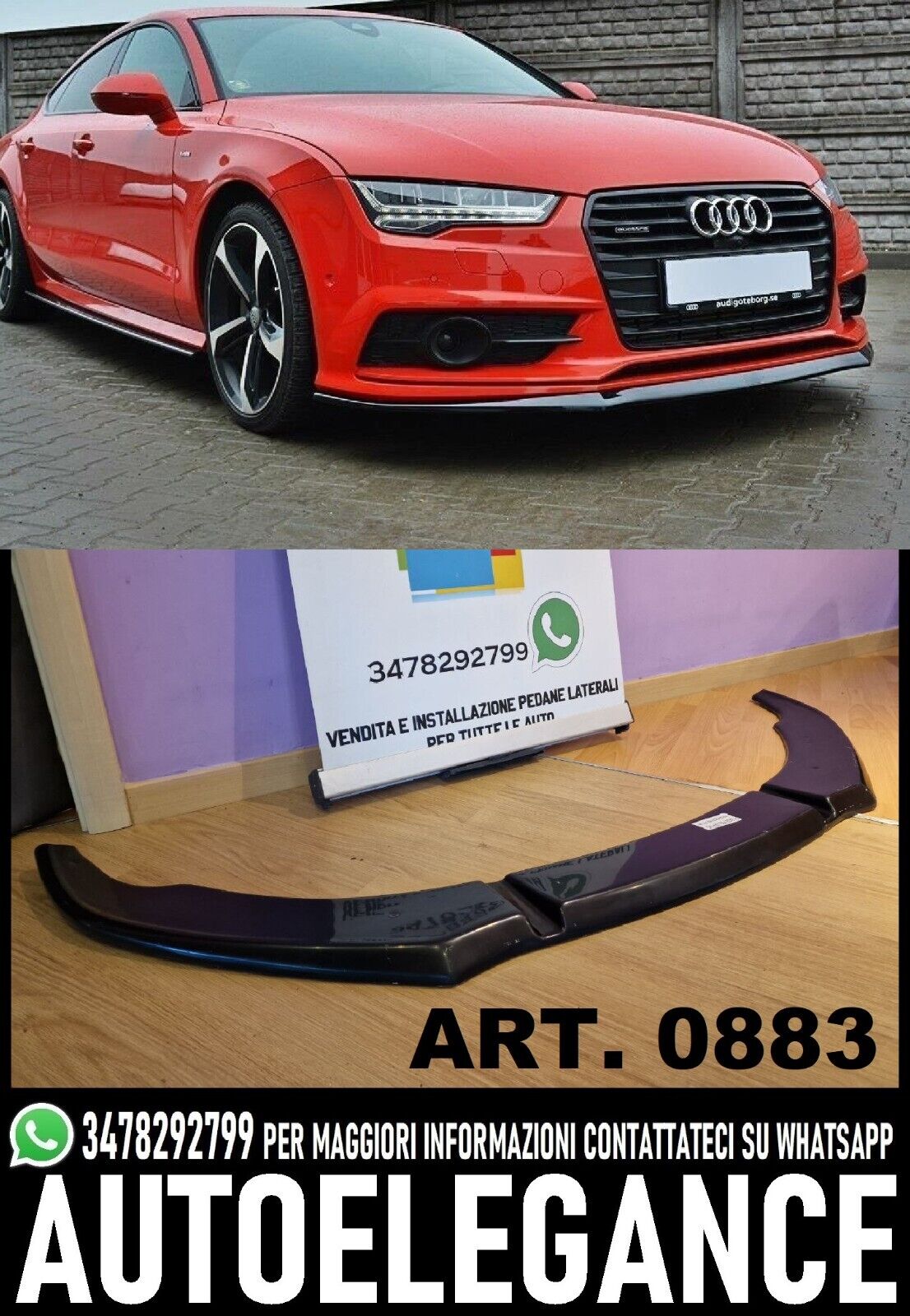 Splitter adatto per Audi S7 / A7 S-Line C7 FL 2014-2017 Front Splitter