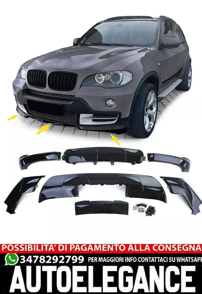 Set anteriore e posteriore nero lucido adatto per BMW X5 E70 06-13 look sportivo
