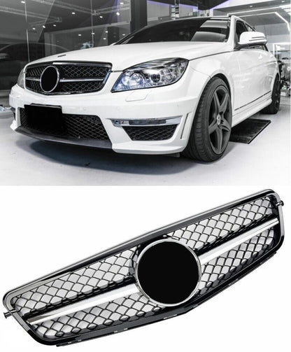 Griglia sportiva per Mercedes W204 S204 C cromo nero C63 AMG LOOK