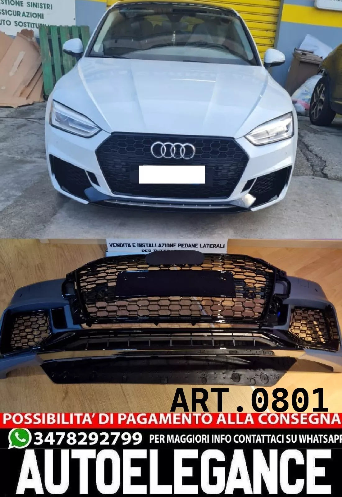 0801 PARAURTI ANTERIORE ADATTO PER AUDI A5 F5 2016-2019 LOOK RS5