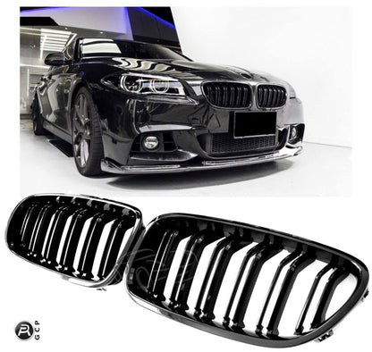 ADATTO PER BMW SERIE 5 F10 F11 GRIGLIA DEL RADIATORE DOPPIA STAFFA NERO LUCIDO AUTOELEGANCERICAMBI