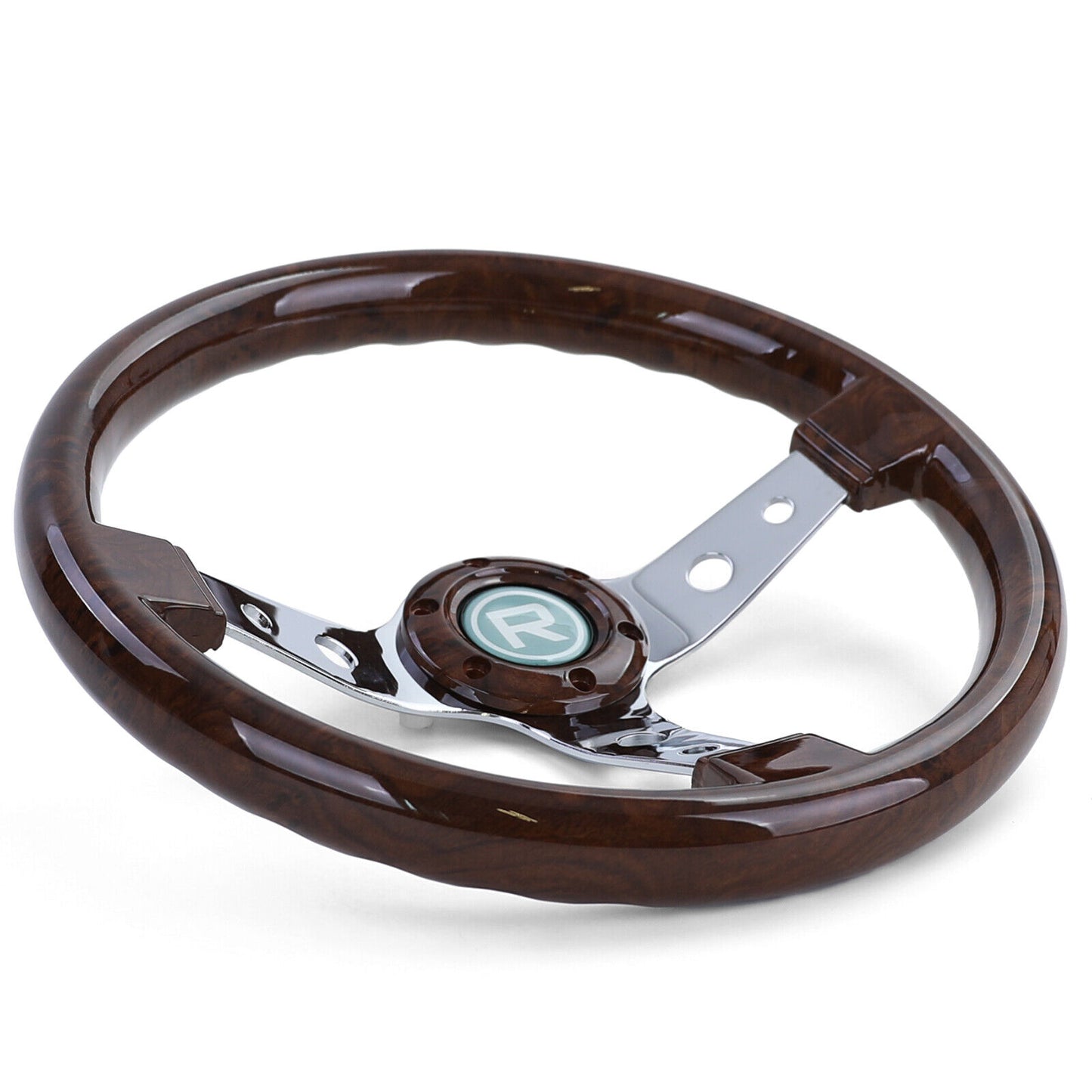 Esclusivo Volante Sportivo Look Legno con Razze Cromate 350mm per Momo Sparco