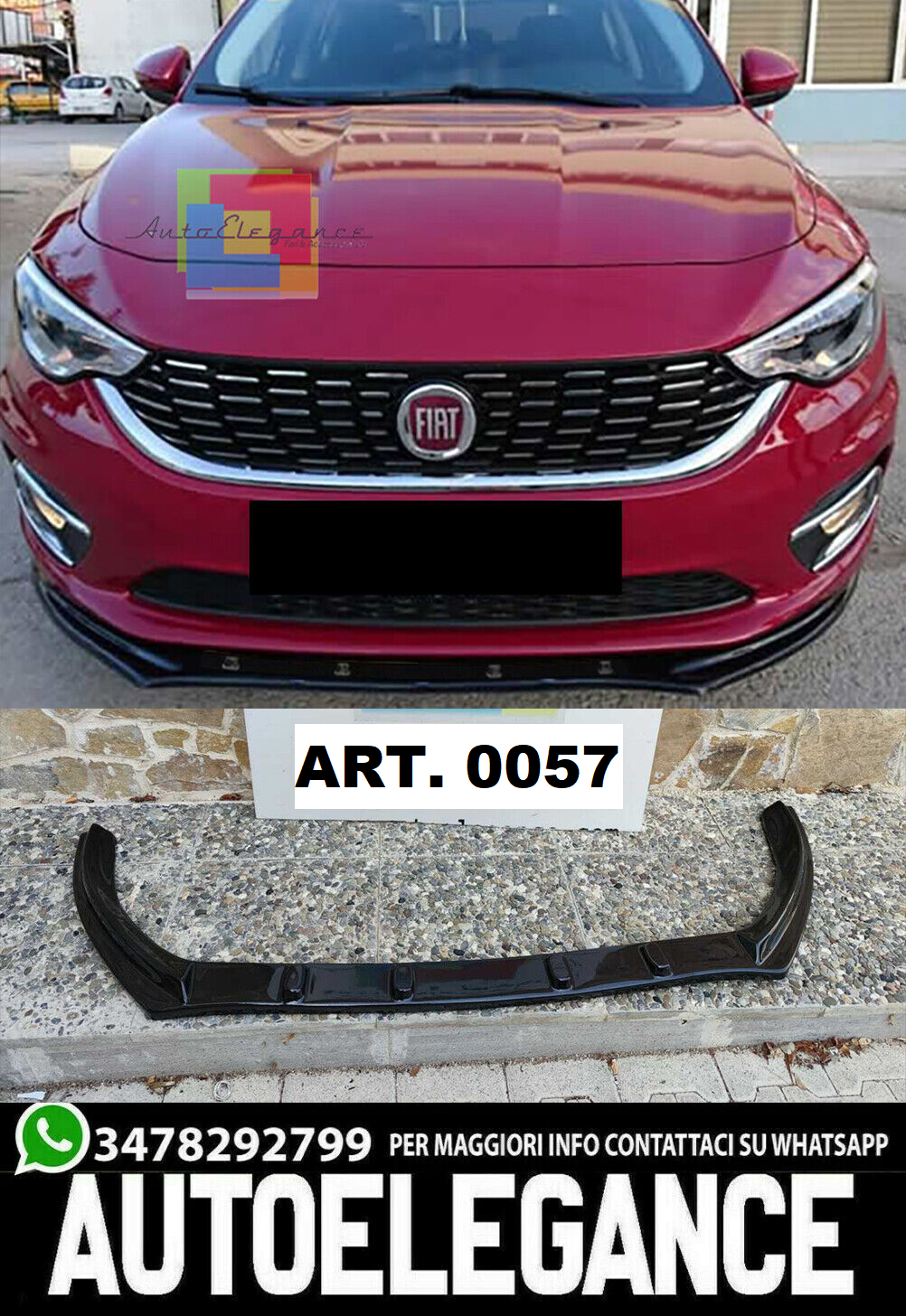 LAMA SPOILER SOTTO PARAURTI ANTERIORE FIAT TIPO ABS NERO LUCIDO SPLITTER LABBRO.