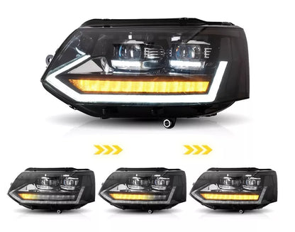 Fari Full LED per VW T5 Bus 09-15 Facelift Frecce Dinamiche Marca E