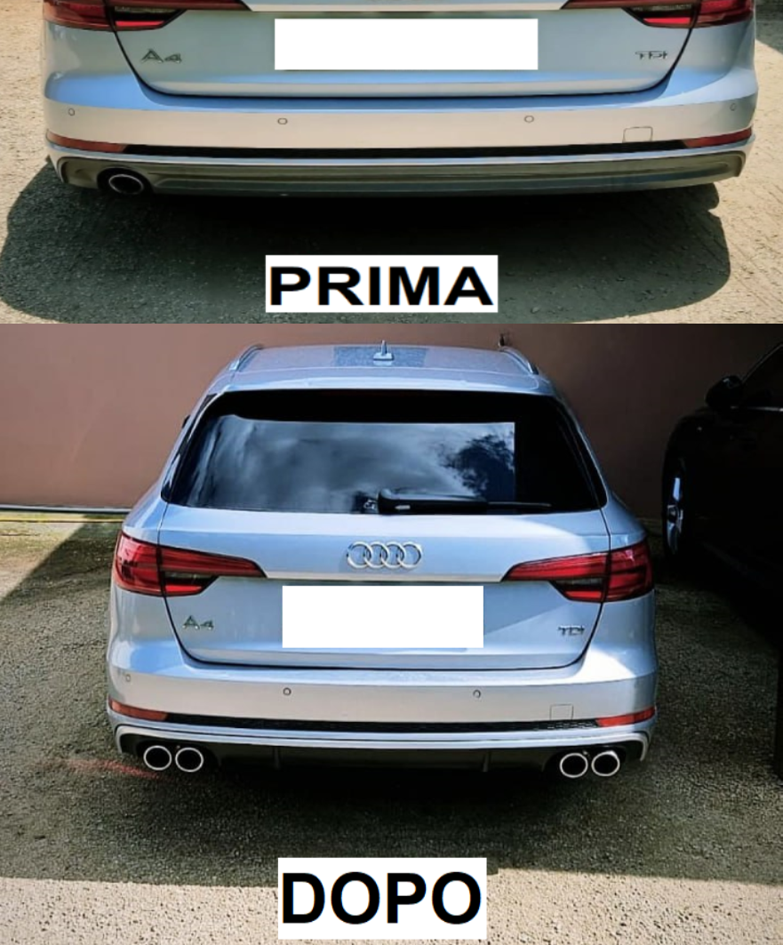 UNDER BUMPER ABS REAR DIFFUSER SUITABLE FOR AUDI A4 B9 8W S4 FOR SLINE with black tips 
