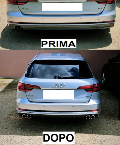 UNDER BUMPER ABS REAR DIFFUSER SUITABLE FOR AUDI A4 B9 8W S4 FOR SLINE with black tips 