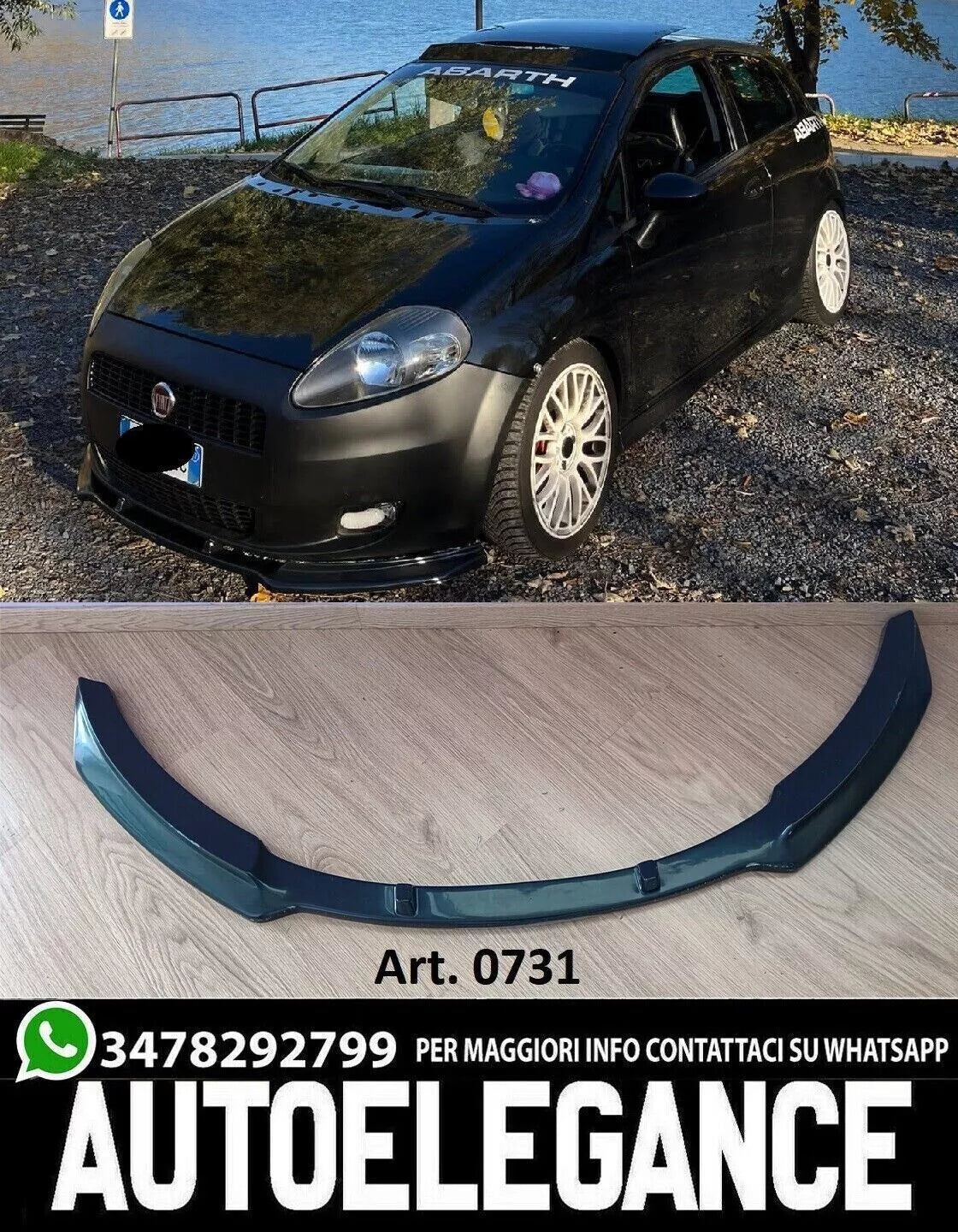 SPLITTER SPOILER SOUS PARE-CHOCS AVANT FIAT PUNTO 199 2012+ ABS NOIR BRILLANT 