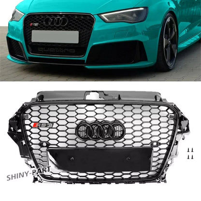 ART.5676 GRIGLIA NIDO D'APE NERO LUCIDO PER Audi A3 8V 2017-2020 LOOK RS3