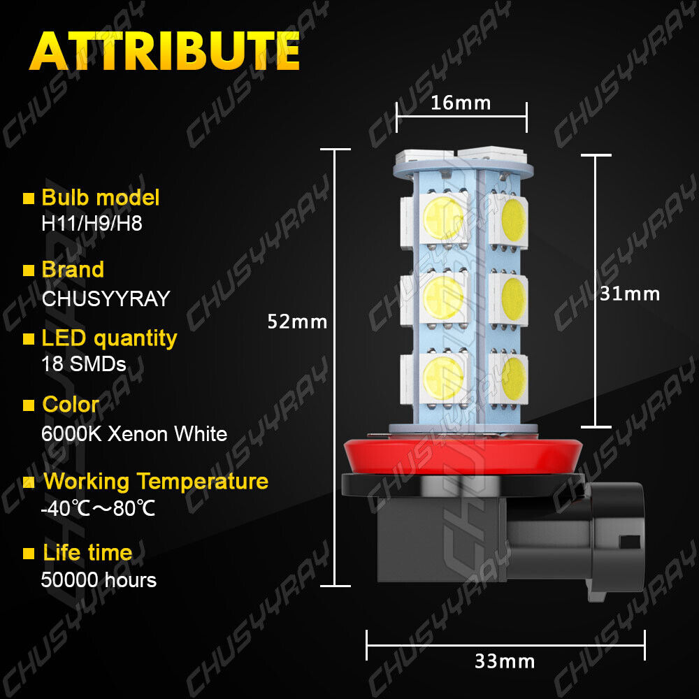 Per Toyota Highlander 2015-2019 6x LED Fari Fendinebbia Lampadine Combo Kit 6000