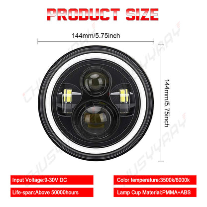 Fit for Buick GS 455 1970-1972 4pcs DOT 5-3/4 5.75" Round LED Headlights HI/LO 