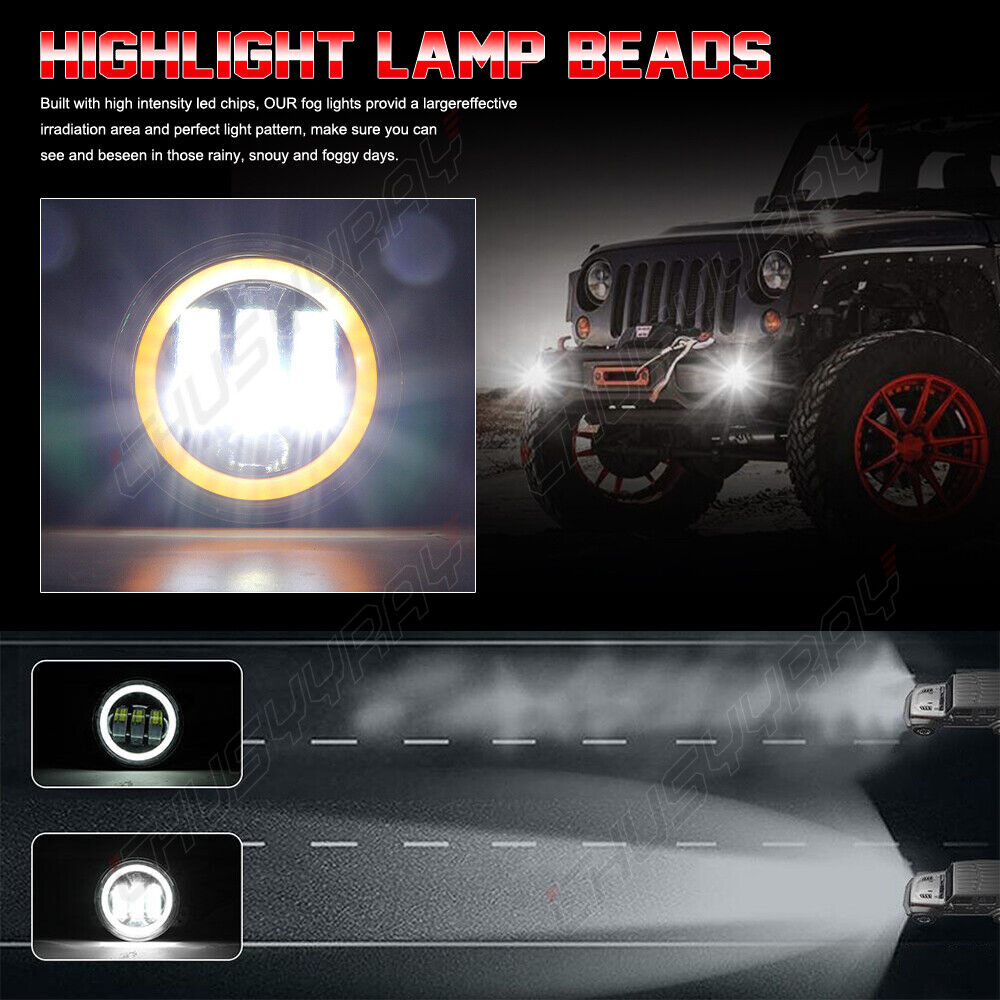7" LED Headlights Fog Lamp Turn Signal Light For 2003-2007 Jeep Liberty