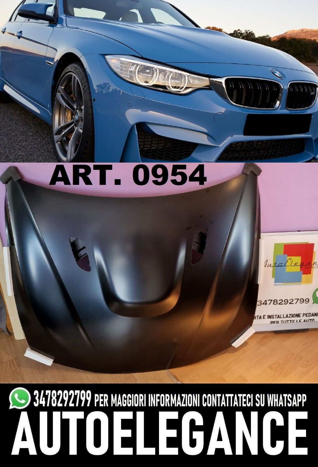 cofano cofano adatto per bmw serie 3 f30 f31 f35 (2011-2019) serie 4 f32 f33 f36 gran coupe (2011-2019) m3 m4 gts look AUTOELEGANCERICAMBI
