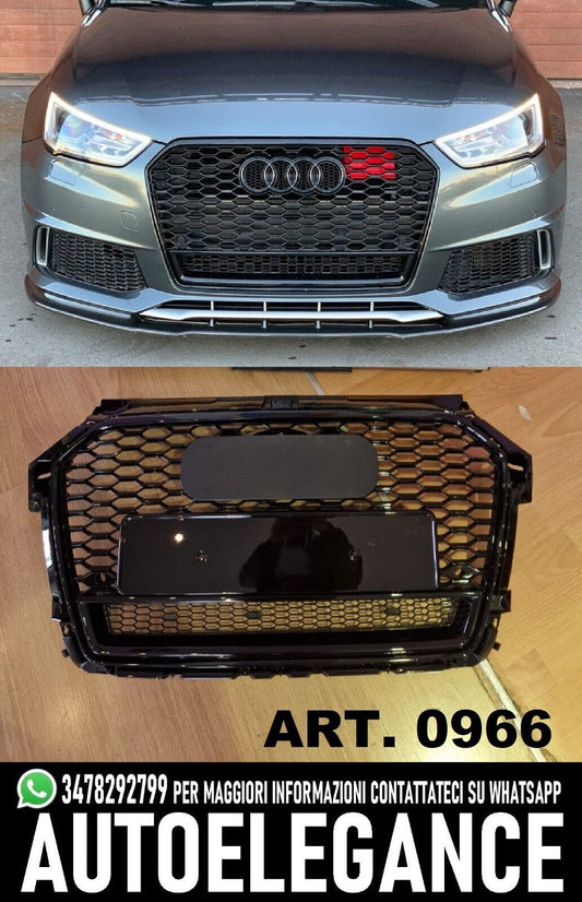 GRIGLIA ANTERIORE LOOK RS1 PER AUDI A1 8X 2016-2018 NERO LUCIDO QUATTRO