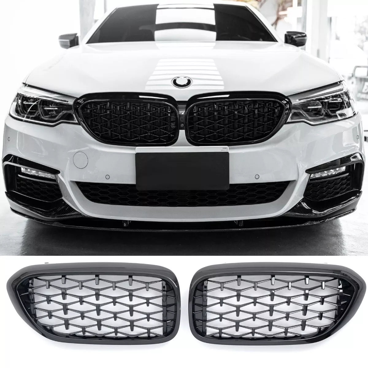 🤩GRIGLIA  DIAMANTE NERO LUCIDO ADATTO PER ADATTO PER BMW SERIE 5 G30 G31 🤩