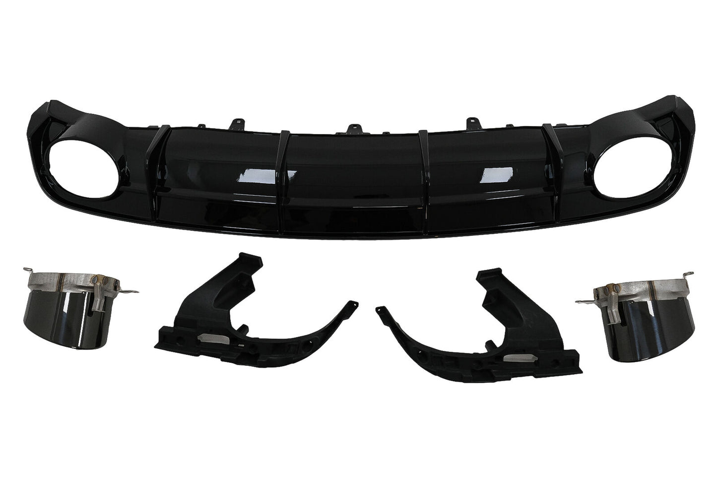 Diffuser for Audi A6 4G Facelift S Line 2015-2018 Exhaust Tips RS6 Look Black