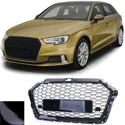 Griglia Sportiva Griglia A Nido D'ape Nero Lucido compatibile Per Audi A3 8V 16-20 Senza ACC