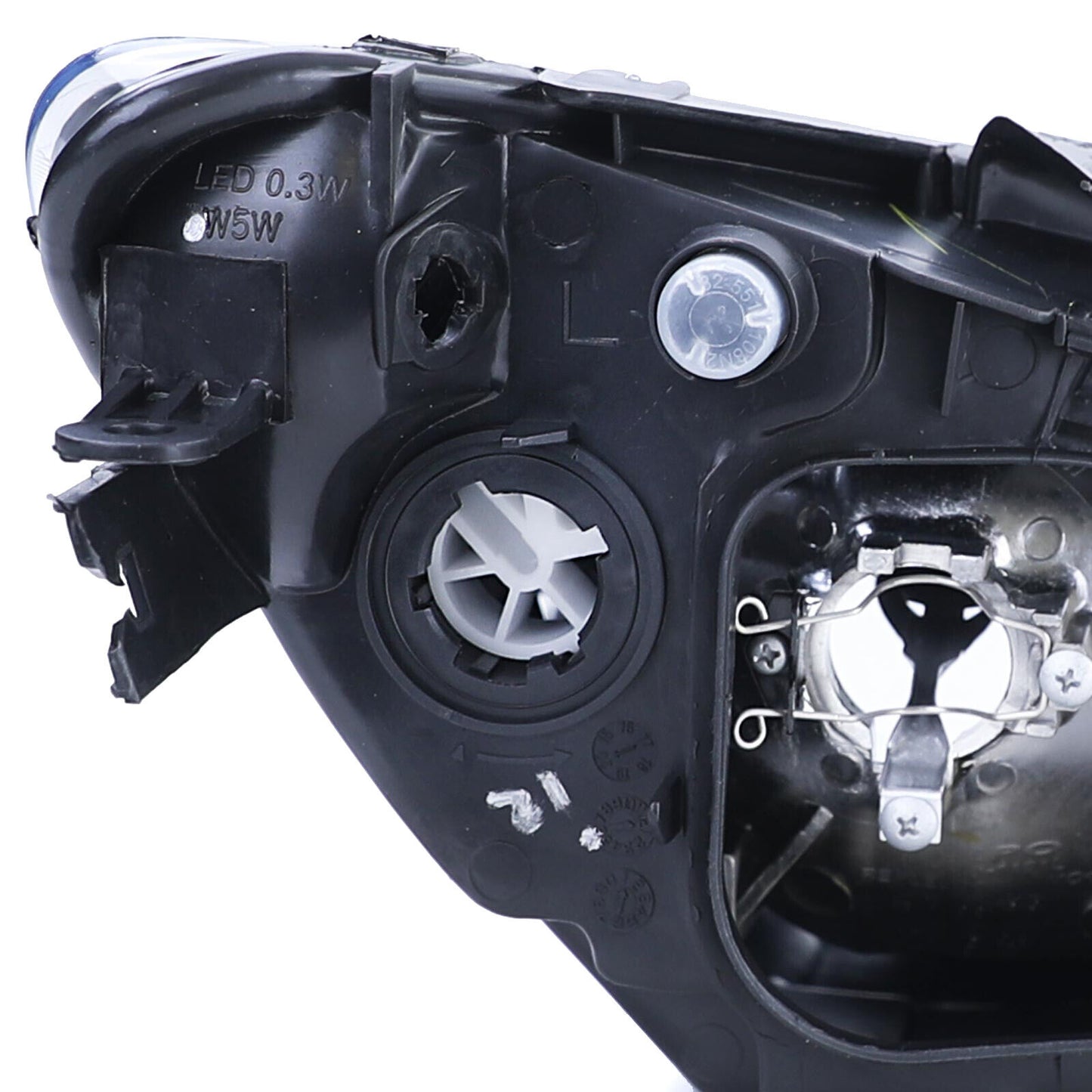 Faro in vetro trasparente nero H7 H7+ adattatore aftermarket compatibile con Peugeot 206 1998-2008