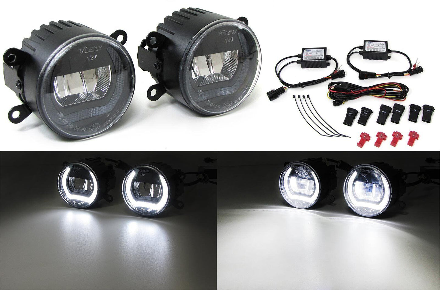 Fendinebbia a LED in vetro trasparente con luce di marcia diurna universale 90 m