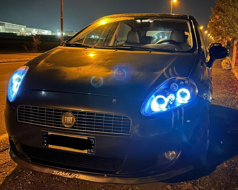 💫ART.6162 FARI ANTERIORI OCCHI D'ANGELO per FIAT GRANDE PUNTO 05-08 CROMATI💫