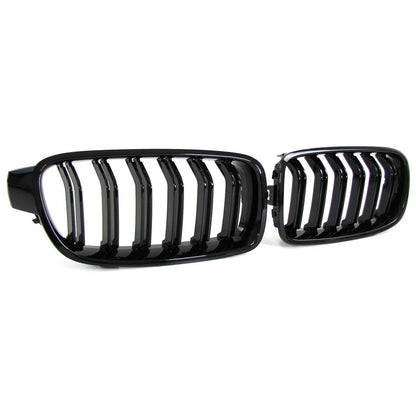 Gloss Black Double Bar Sports Radiator Grille Suitable for BMW F30 F31 11-19