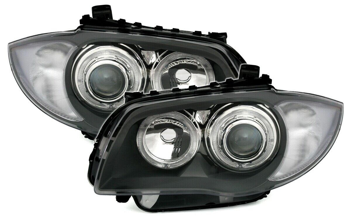 Angel Eyes Headlight with White LED Rings for BMW 1 Series E87 E81 E82 E88 Grey 