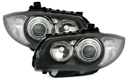 Angel Eyes Headlight with White LED Rings for BMW 1 Series E87 E81 E82 E88 Grey 