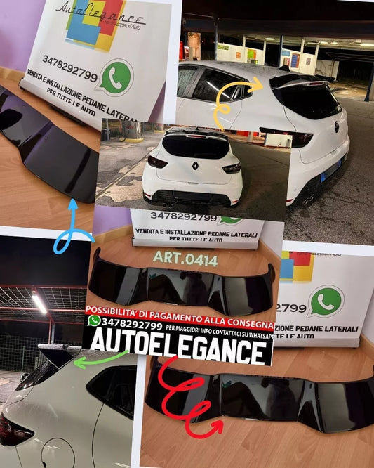 SPOILER SUITABLE FOR RENAULT CLIO 4 IV 2012-2018 GLOSSY BLACK LOOK CUP
