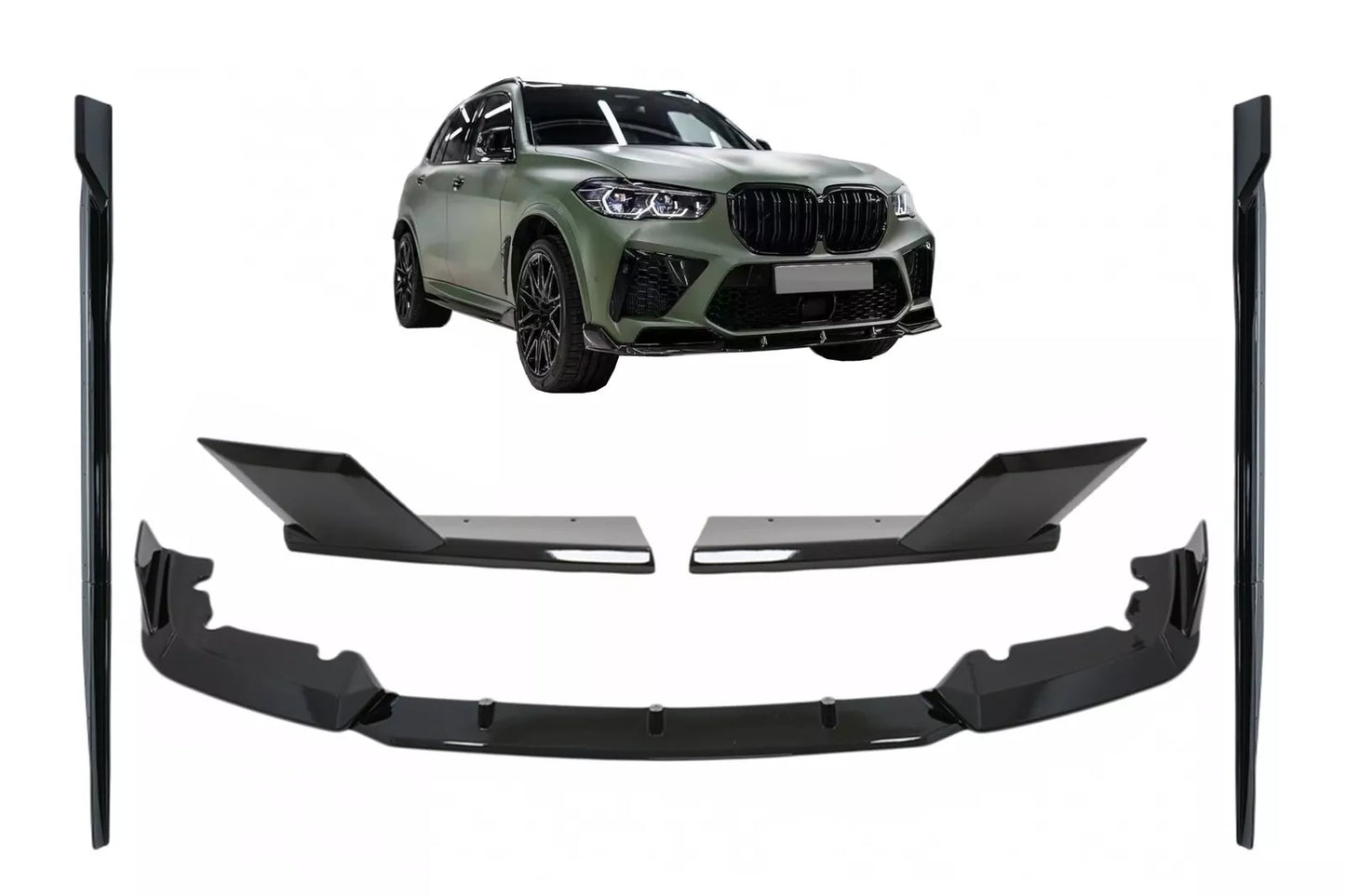 😎Paraurti Aero Kit Labbro Splitter per BMW F95X5M Competition 18+ Nero Lucido😎