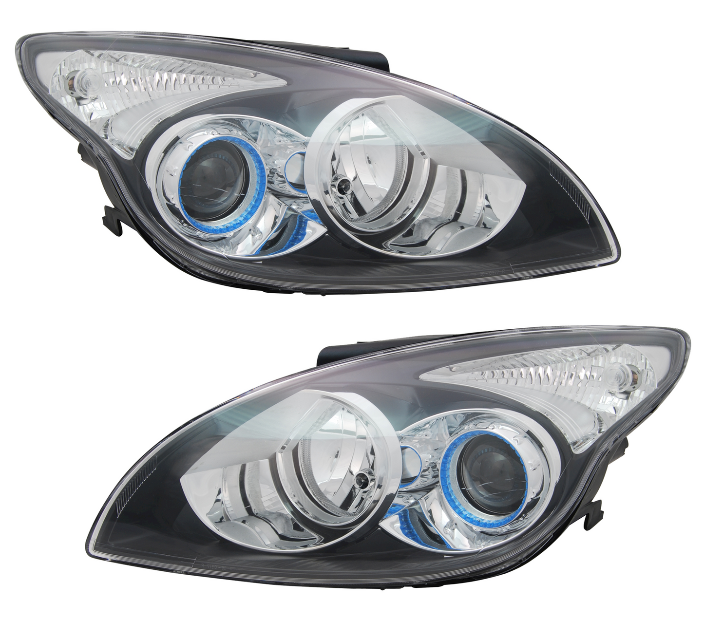 Headlight Set for Hyundai i30 FD H1 / H7 2009 - 2011 Black LWR 