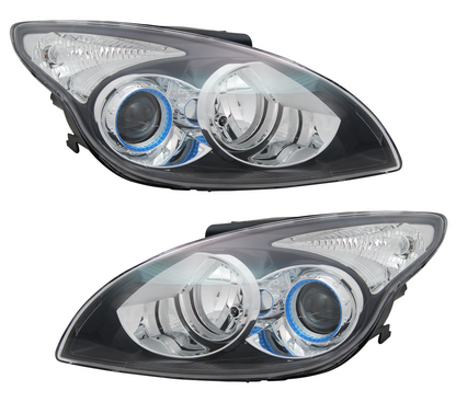 Headlight Set for Hyundai i30 FD H1 / H7 2009 - 2011 Black LWR 