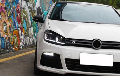 Fari LED per VW Golf 6 VI 08-13 Facelift G7.5 Silver Flowing Dynamic LHD + LAMPADE H7 LED 360° GRADI ADATTI PER LENTICOLARI