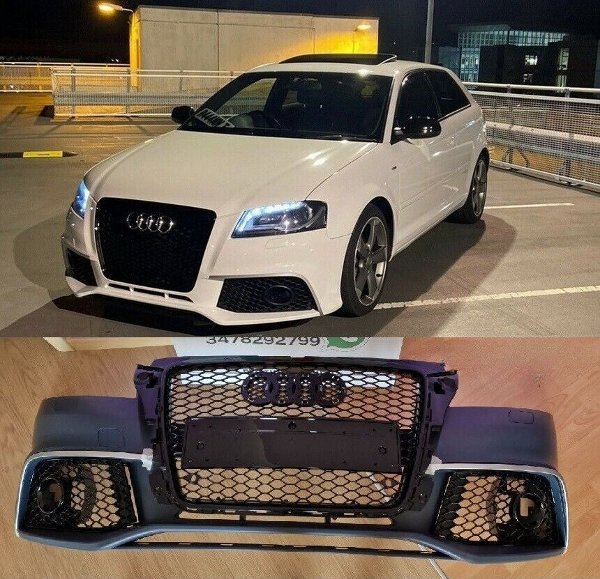 ✨PARAURTI ANTERIORE RS3 STYLE PER AUDI A3 8P SPORTBACK / CABRIO (2009–2012)✨