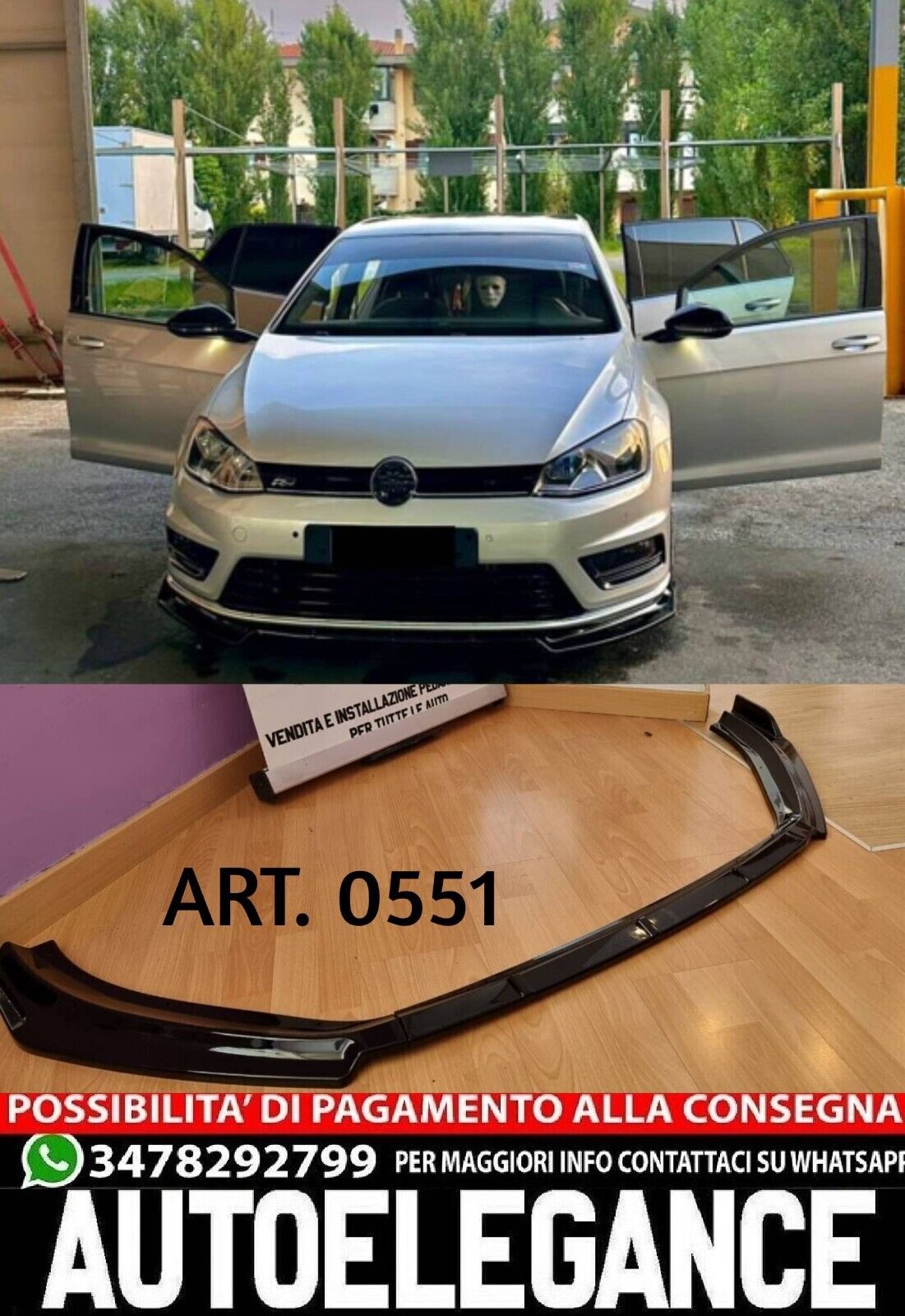 WV GOLF 7 SOTTO MINIGONNE LATERALI + SPLITTER ANTERIORE PROMO