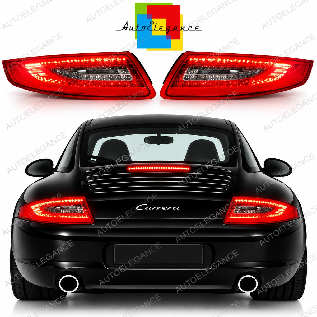 👉ART.11161 Fari Posteriori LED Rosso Vetro Trasparente adatto per Porsche 997👈