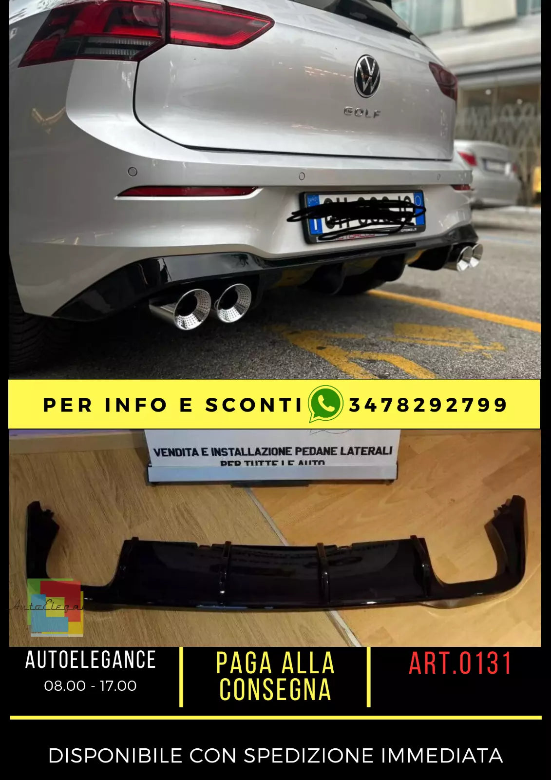 ✨✨DIFFUSORE ADATTO PER VW GOLF 8 2+2 LOOK R DESIGN SPORTIVO✨✨