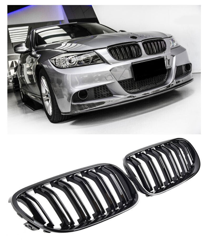 SUITABLE FOR BMW E90 E91 FROM 08 SPORT RADIATOR GRILLE DOUBLE BRIDGE GLOSS BLACK 