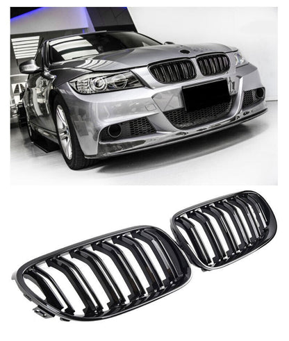 SUITABLE FOR BMW E90 E91 FROM 08 SPORT RADIATOR GRILLE DOUBLE BRIDGE GLOSS BLACK 
