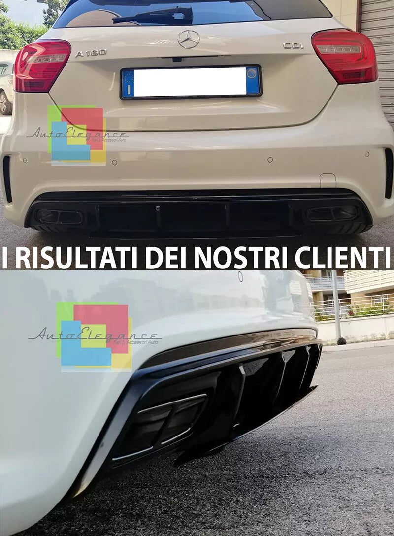 MERCEDES CLASSE A W176 2012-2018 DIFFUSORE POSTERIORE NERO LOOK AMG / ABS