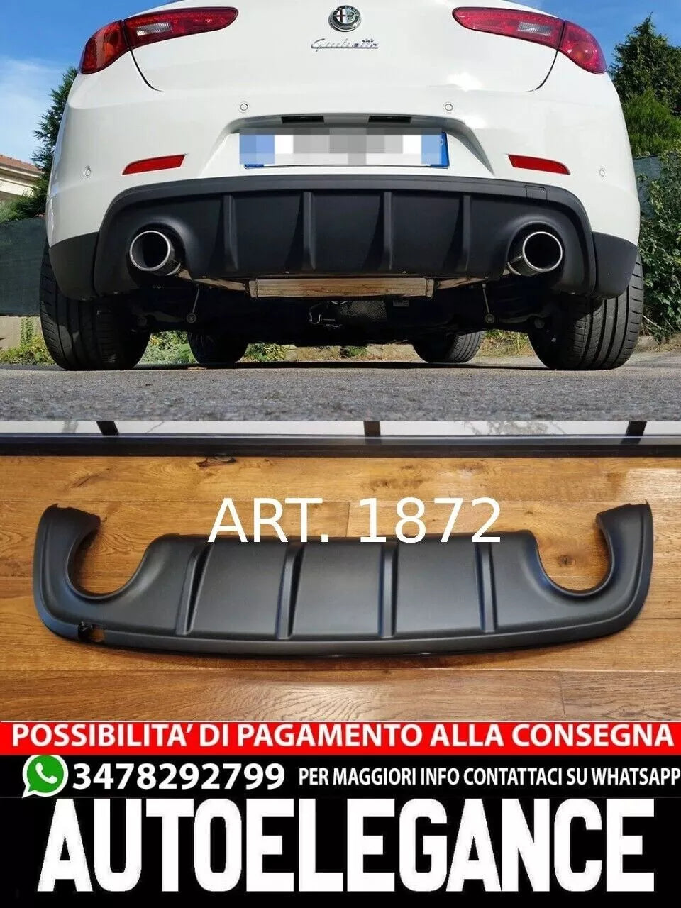 DIFFUSORE ALFA ROMEO GIULIETTA SOTTO PARAURTI POSTERIORE ESTRATTORE DAM -2-