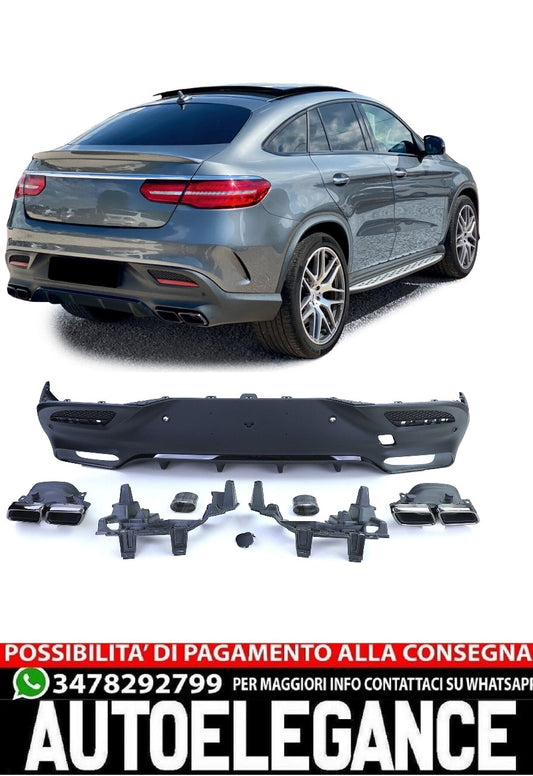 Sport Rear Diffuser + Double Exhaust Tips Black for Mercedes GLE