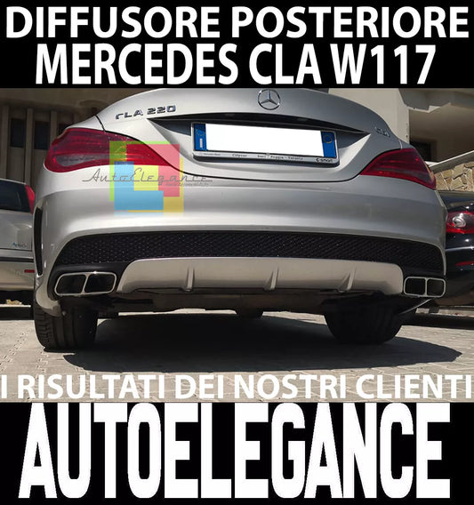 DIFFUSER for MERCEDES CLA W117 C117 REAR IN ABS + CHROME TERMINALS AMG LOOK A45