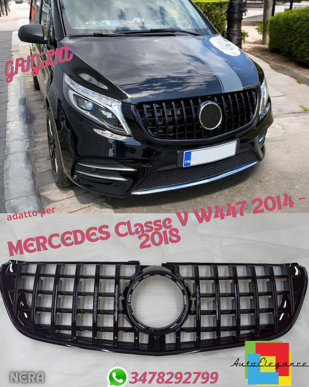 ⭐GRIGLIA PANAMERICA ADATTA PER MERCEDES Classe V W447 2014 - 2018 ⭐
