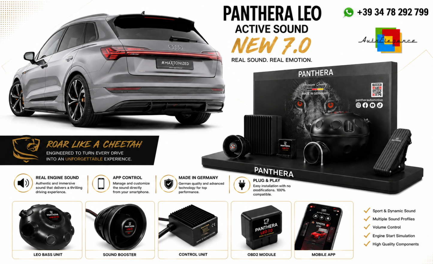 💫ART.2672 PANTHERA Soundsystem Booster 7.0 - Audi e-Tron S-Line 2018-2022💫