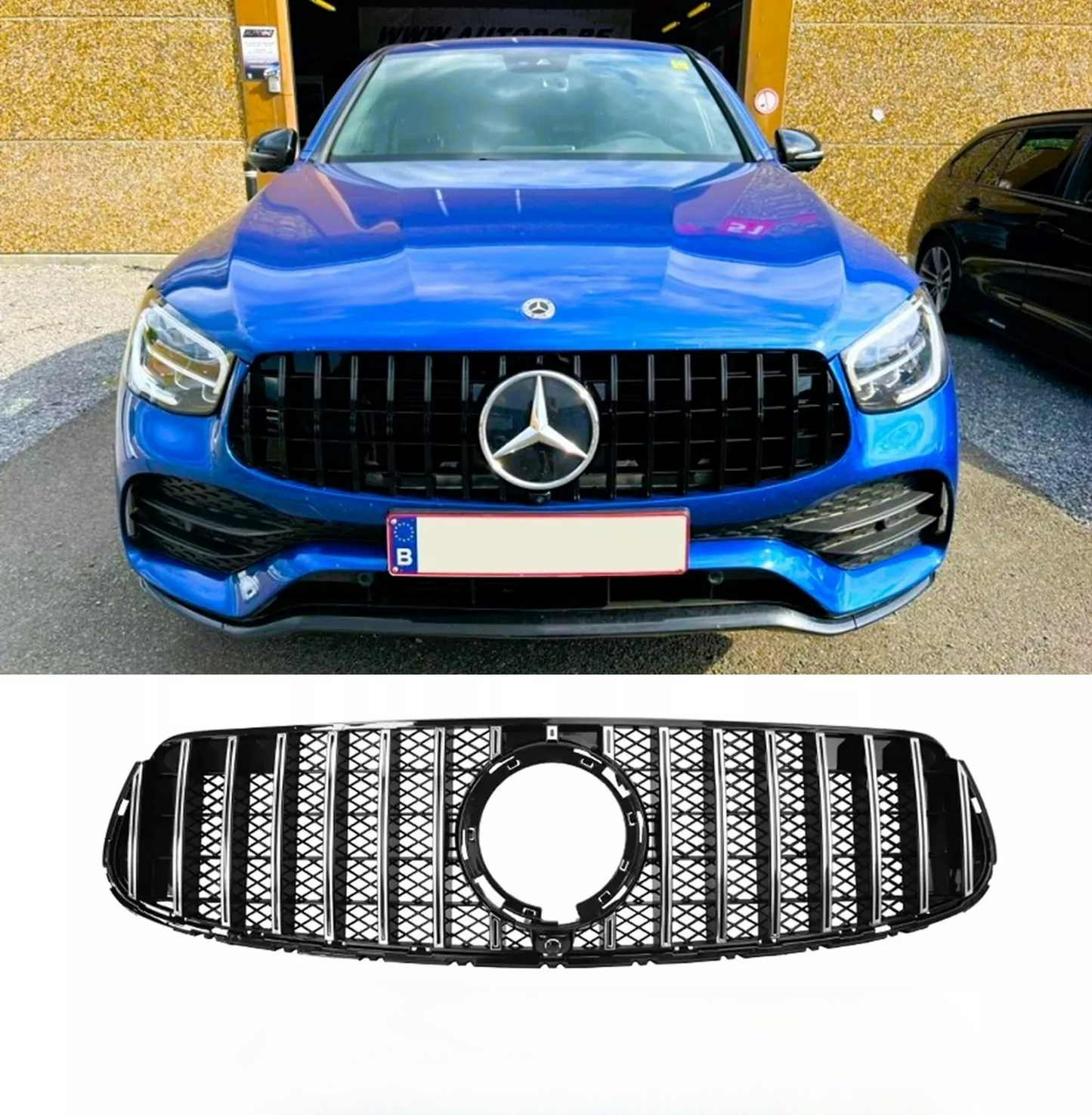 ✨Glossy Black GTR Grille FITS FOR Mercedes GLC Class W253 19-22✨
