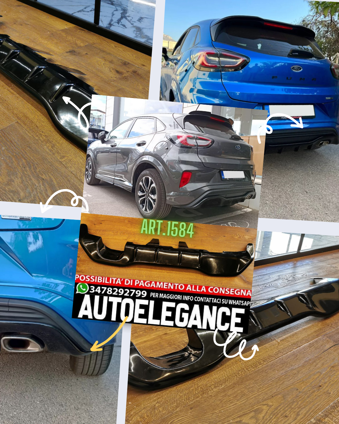 DIFFUSER SUITABLE FOR FORD PUMA ST-LINE 2019+ GLOSSY BLACK LOOK