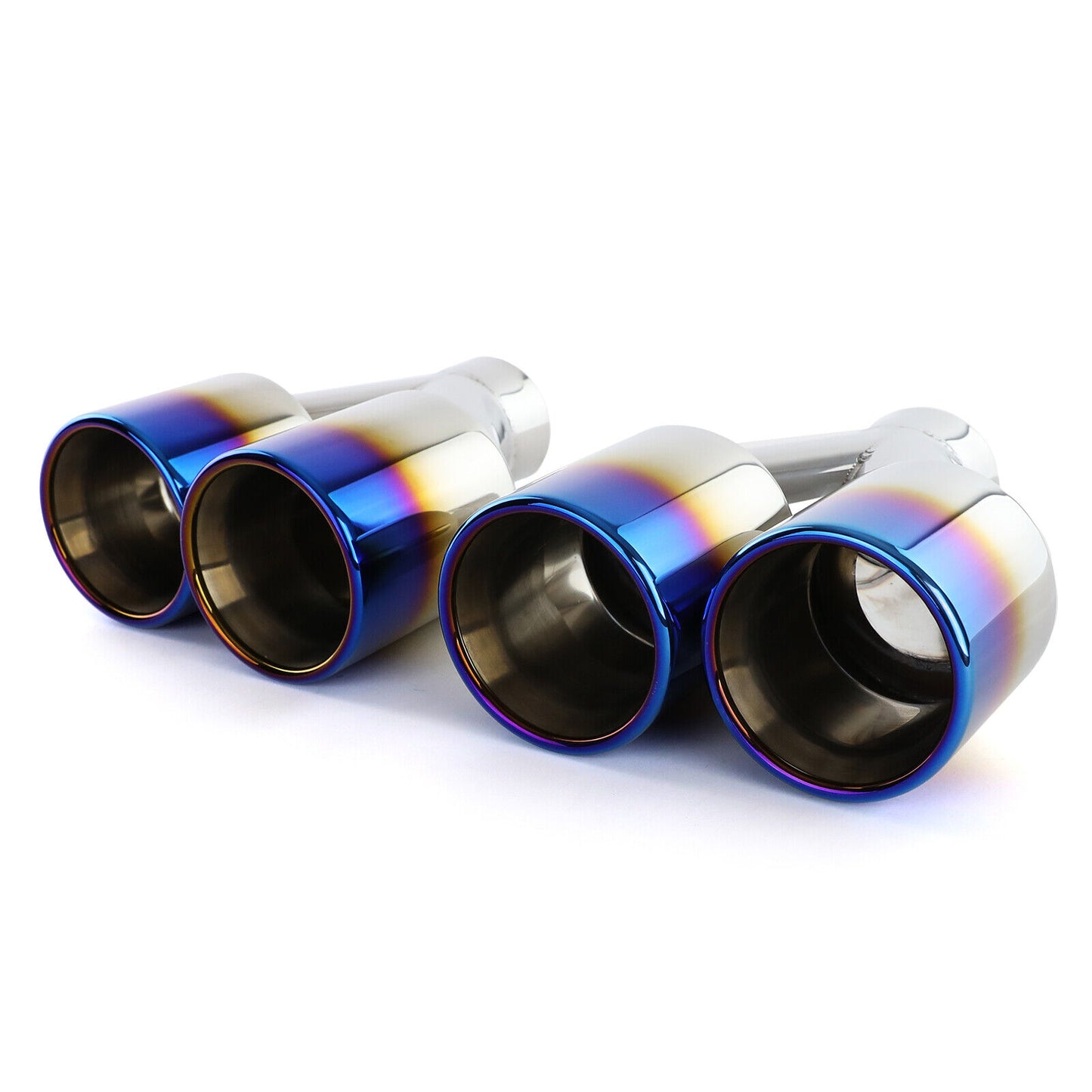 Terminale di scarico sportivo 89mm Doppio tubo in acciaio inossidabile Titanio