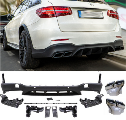 Per Mercedes X253 CLASSE GLC Diffusore + Paraurti Scarico 2X2 (CROMATO) 63 OTTICA AMG